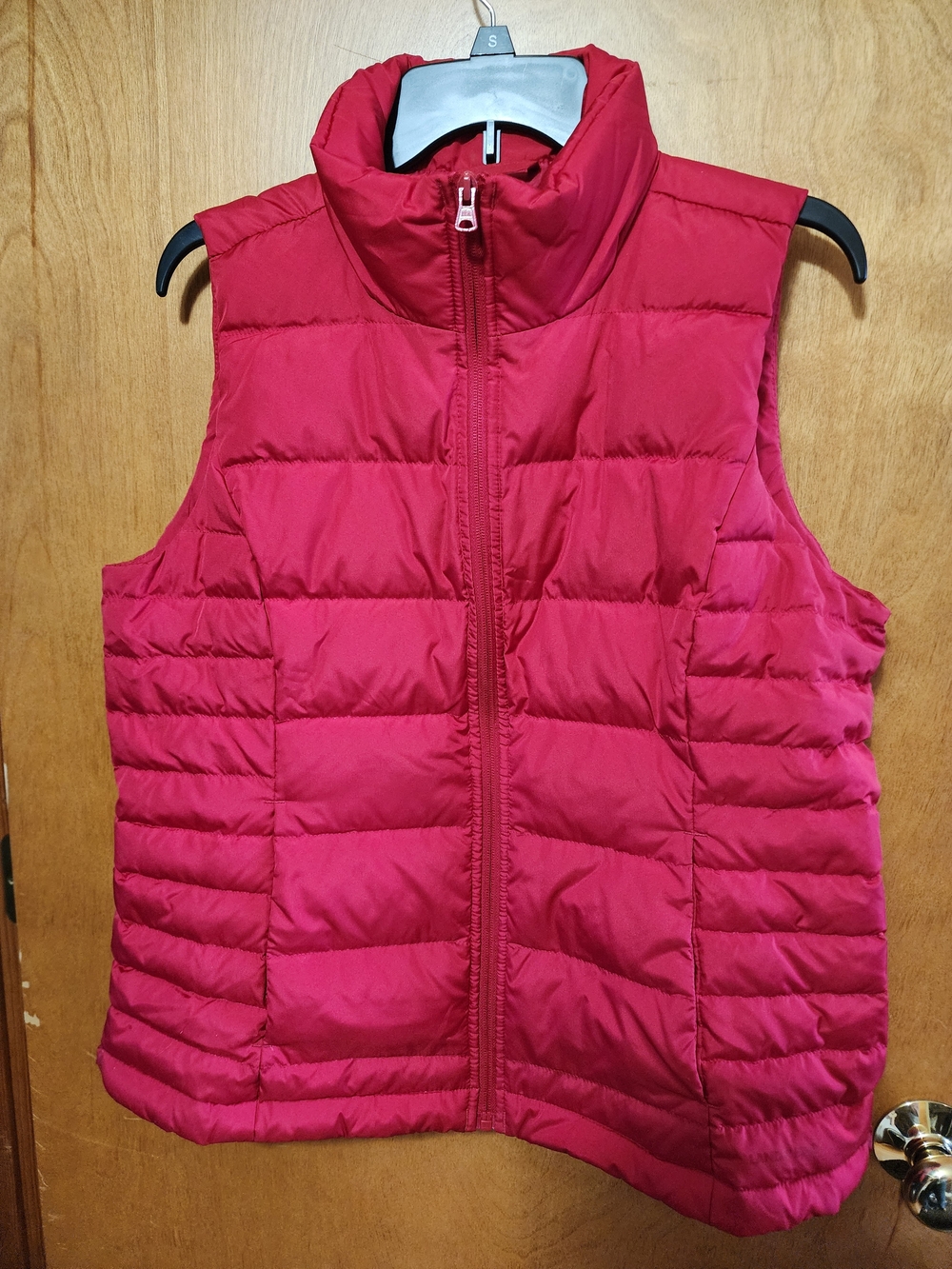 Lands' End Women's 600 Down Puffer Vest Quilted Full Zip Verbena Red Size Medium